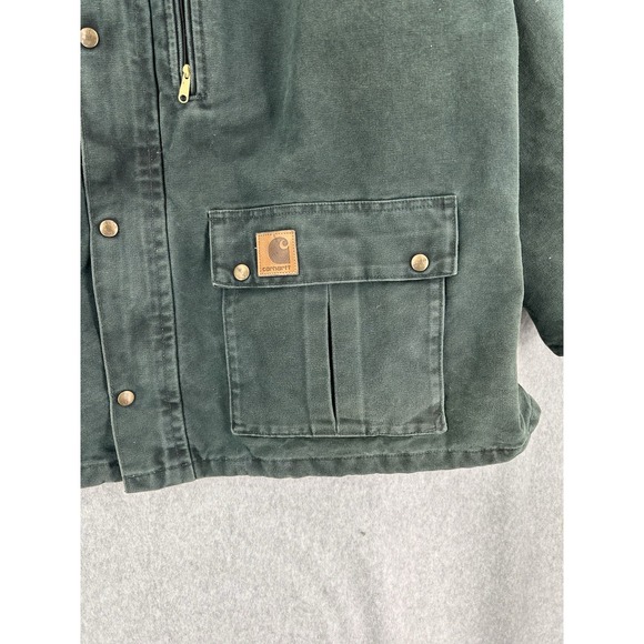 Vintage 90s Carhartt Blanket Lined Green Chore Barn Coat Ext Size 4XL Made USA - Picture 5 of 10